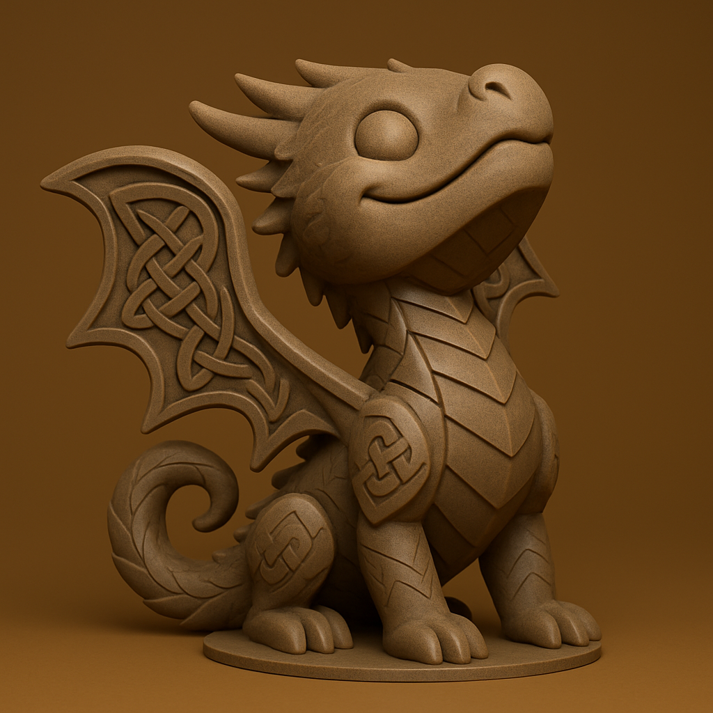 face to 3d model ai-3D portrait printing from photo_Adorable Celtic Dragon Statue - Whimsical & Easy to Print!
