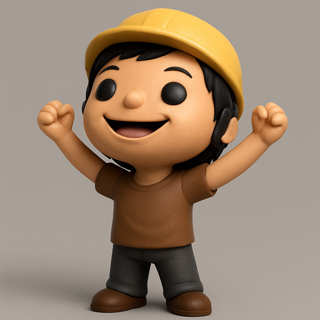 face anatomy 3d model-create 3d face model from photo_Cheering Hard Hat Chibi - Bring a Smile to Your Space!