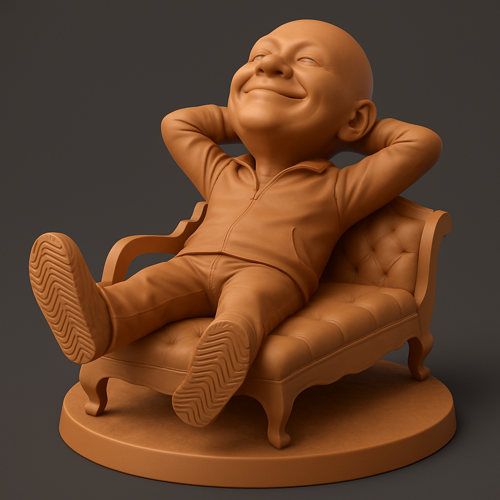 silhouette 3d printer maker-3d portrait printing_Contentment Sculpture: Relaxed Desk Companion