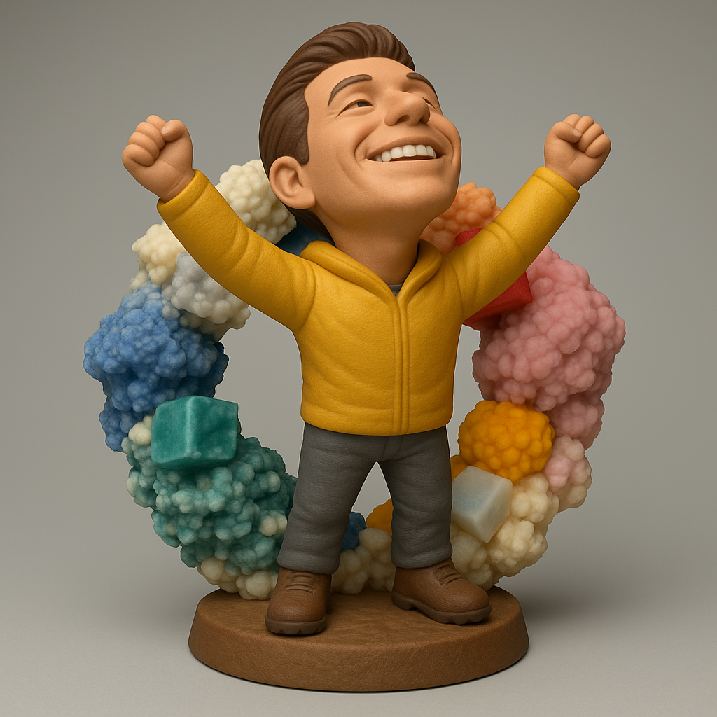 face anatomy 3d model-create 3d face model from photo_Joyful Celebration Figure with Colorful Background