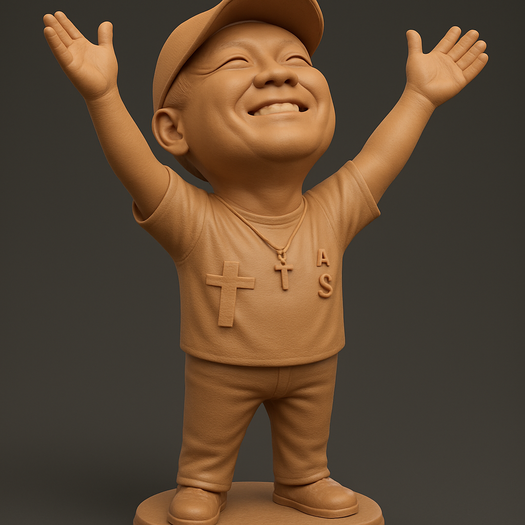 silhouette 3d printer maker-3d portrait printing_Joyful 3D Kid Figurine with Open Arms