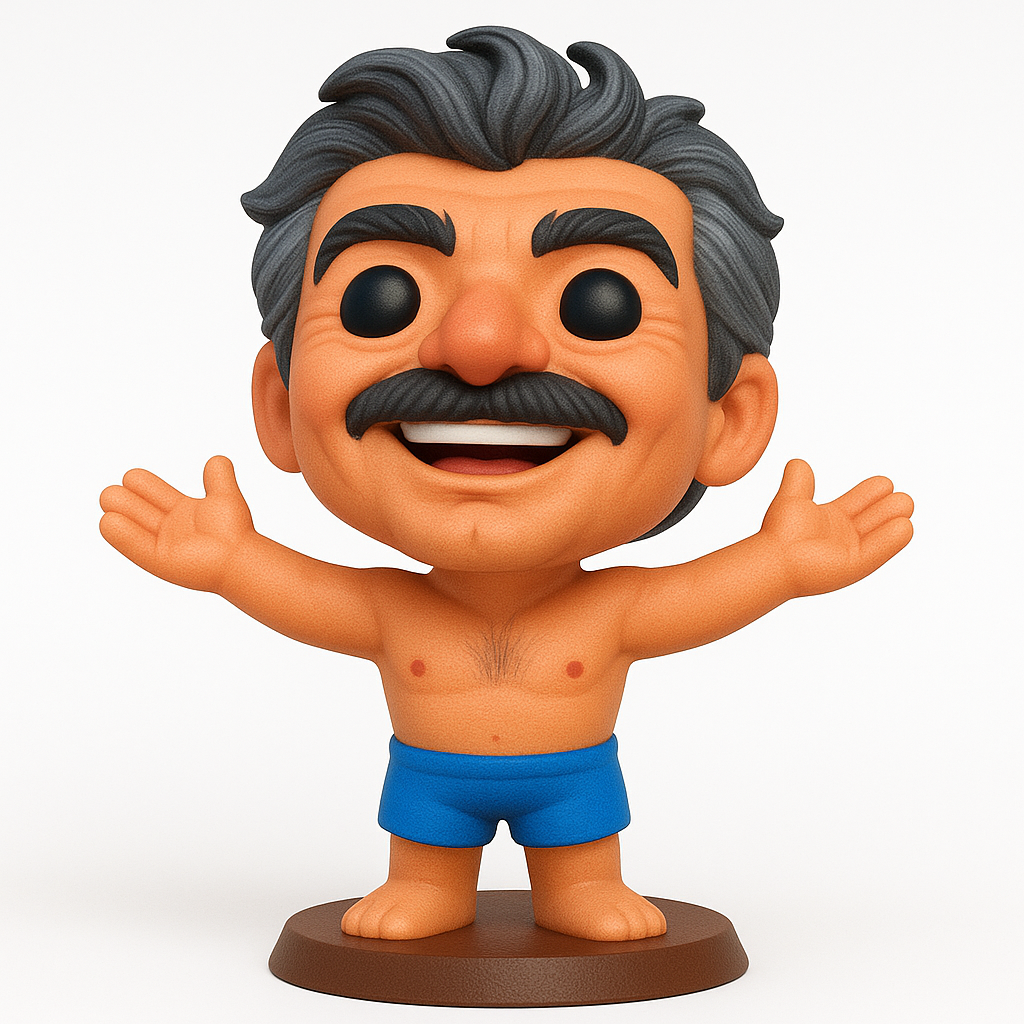 face to 3d model ai-3D portrait printing from photo_Welcoming Mustache Man Funko Style Figurine