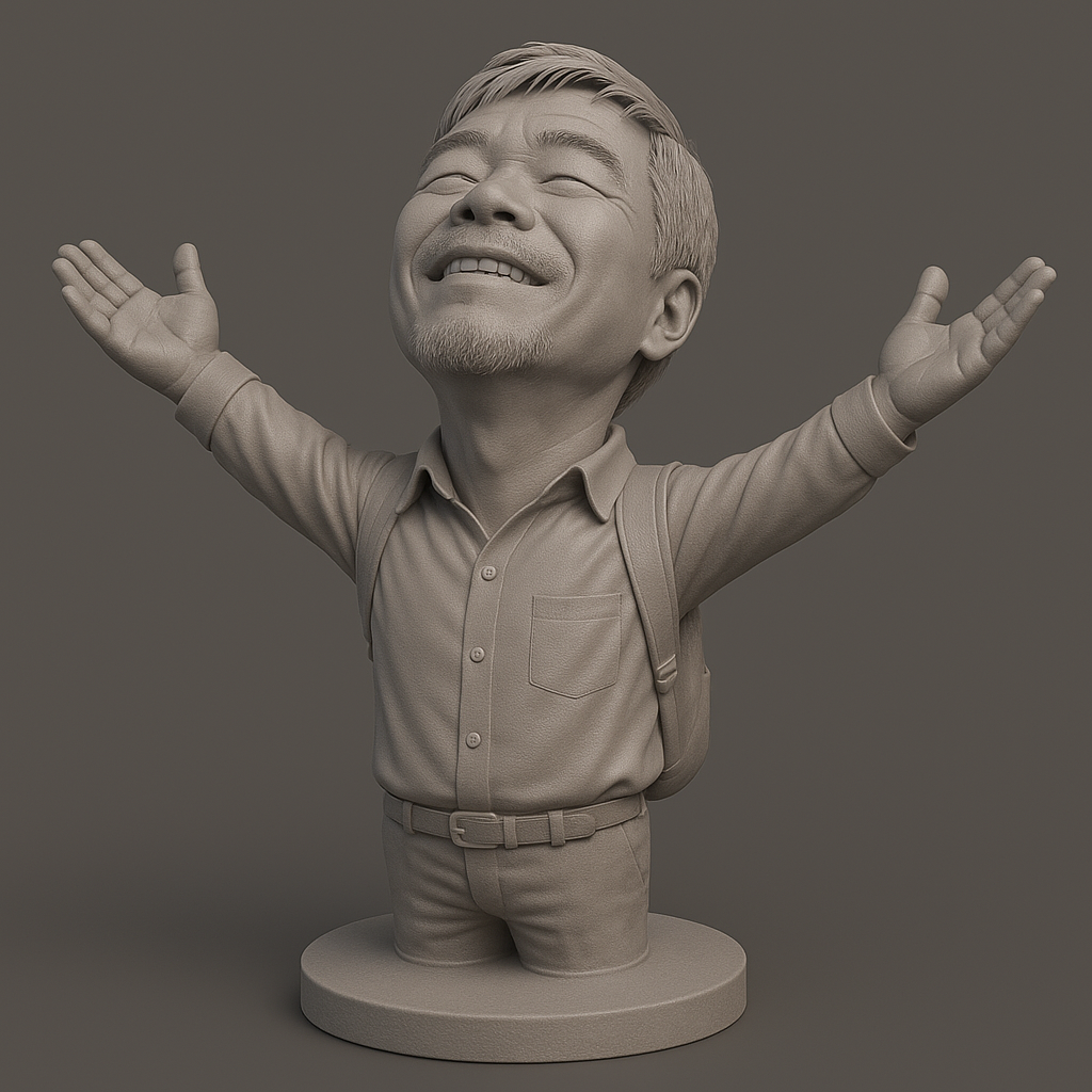 face anatomy 3d model-create 3d face model from photo_Joyful Traveler Figurine