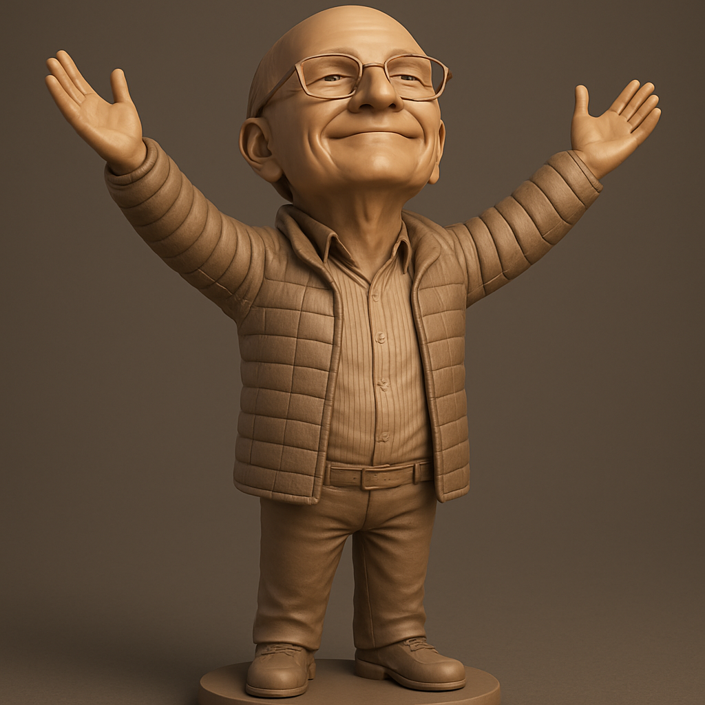 face anatomy 3d model-create 3d face model from photo_Joyful Gesture Bobblehead Style Figurine