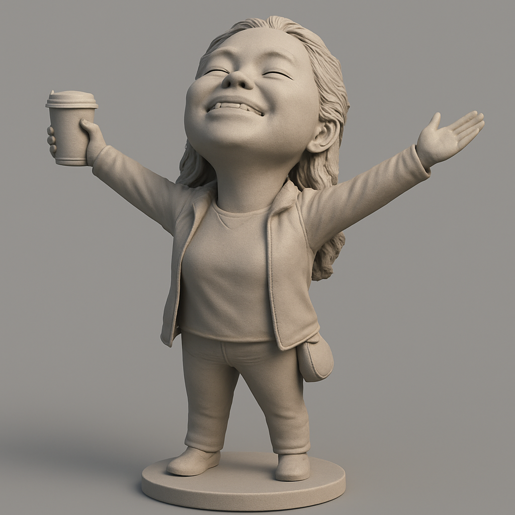 face anatomy 3d model-create 3d face model from photo_Joyful Figure with Coffee - Perfect for Display!