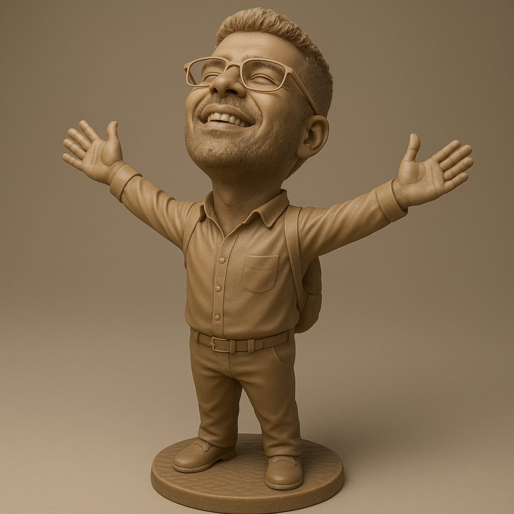 silhouette 3d printer maker-3d portrait printing_Joyful Figure with Outstretched Arms