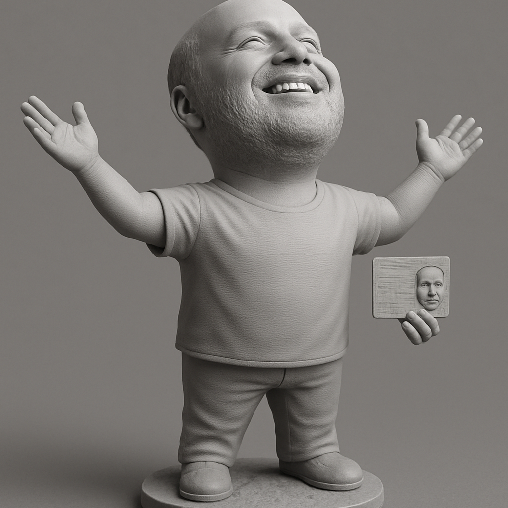 silhouette 3d printer maker-3d portrait printing_Big Smile, Big Statement: Man Holding Putin Plaque