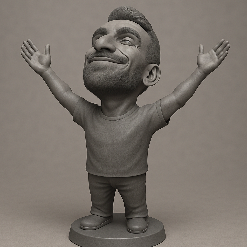 face to 3d model ai-3D portrait printing from photo_Joyful Embrace Figurine: Celebrate Every Win!