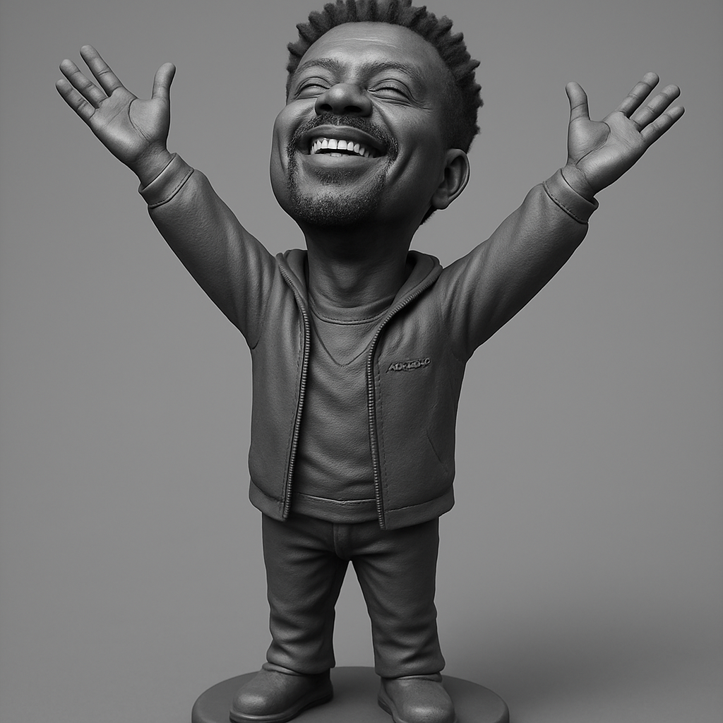 silhouette 3d printer maker-3d portrait printing_Joyful Celebration Man: Expressive Caricature Bobble