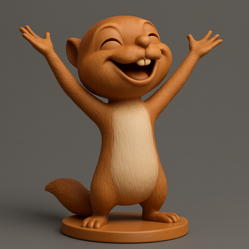 face to 3d model ai-3D portrait printing from photo_Joyful Squirrel Figurine: Happy Desk Buddy!