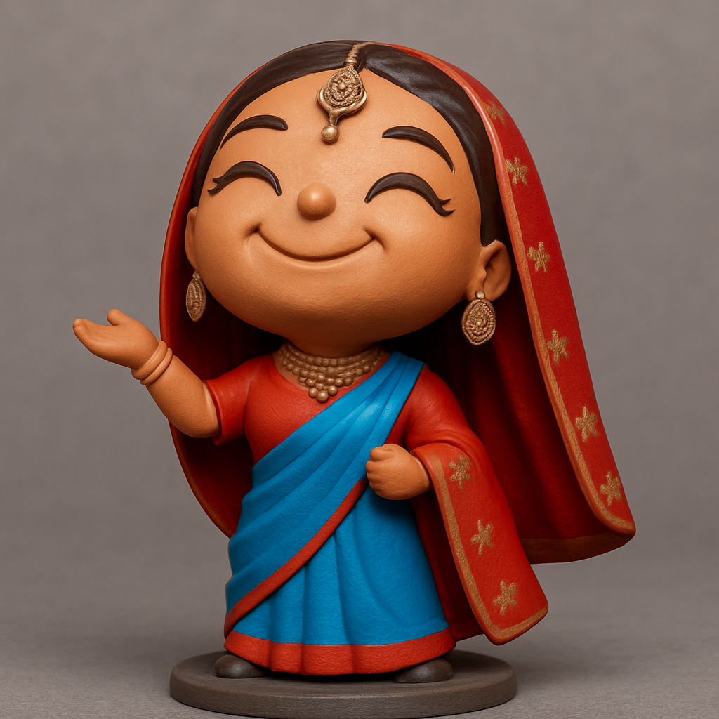 face anatomy 3d model-create 3d face model from photo_Joyful Desi Doll: Welcoming Smile Figurine 3D Print