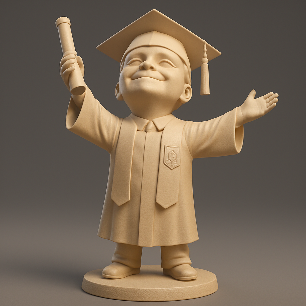 face to 3d model ai-3D portrait printing from photo_Joyful Graduate Kid Figurine - Celebrate Success!