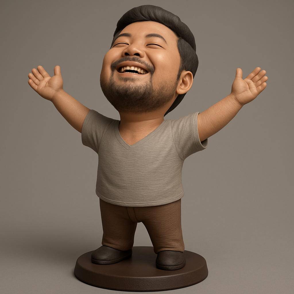 face anatomy 3d model-create 3d face model from photo_Uplifting Joy: Happy Man Figurine with Open Arms