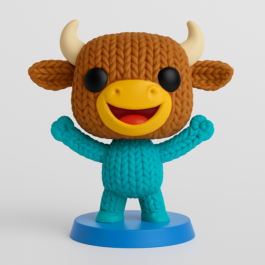 face anatomy 3d model-create 3d face model from photo_Adorable Knitted Yak Figurine: Desk Buddy!