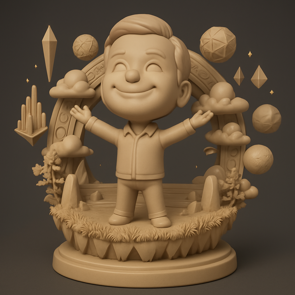 face to 3d model ai-3D portrait printing from photo_Joyful Explorer's Dreamscape Figurine