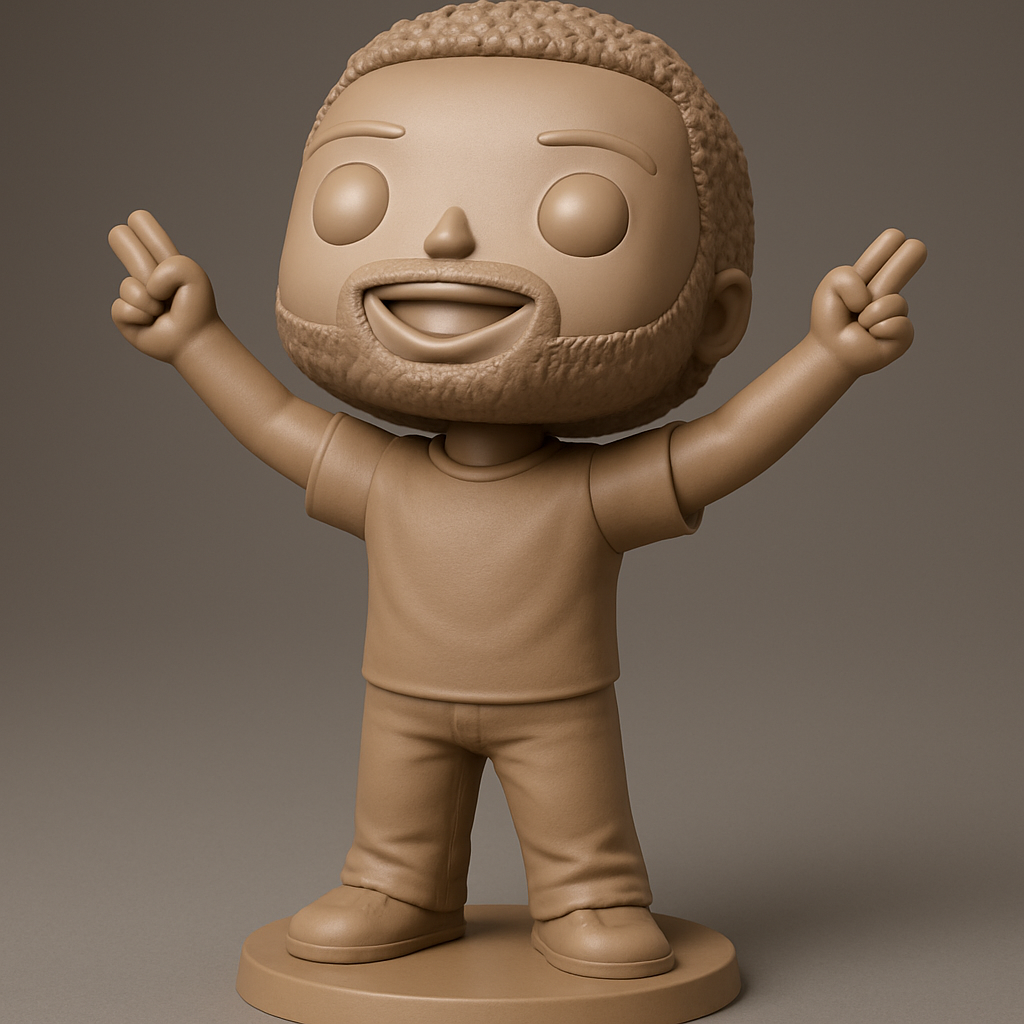 face to 3d model ai-3D portrait printing from photo_Joyful Funko-Style Peace Sign Character Figure