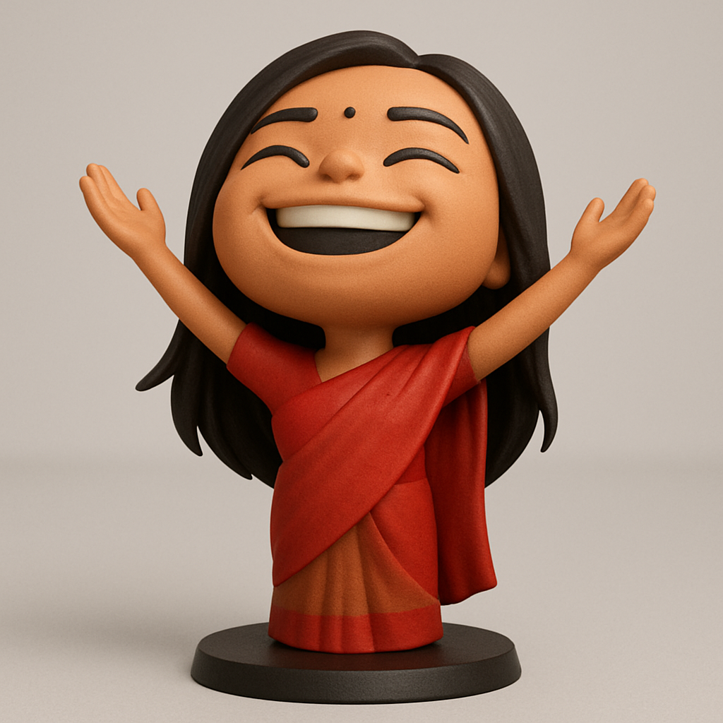 face anatomy 3d model-create 3d face model from photo_Joyful Indian Woman Figurine - Celebrate Culture