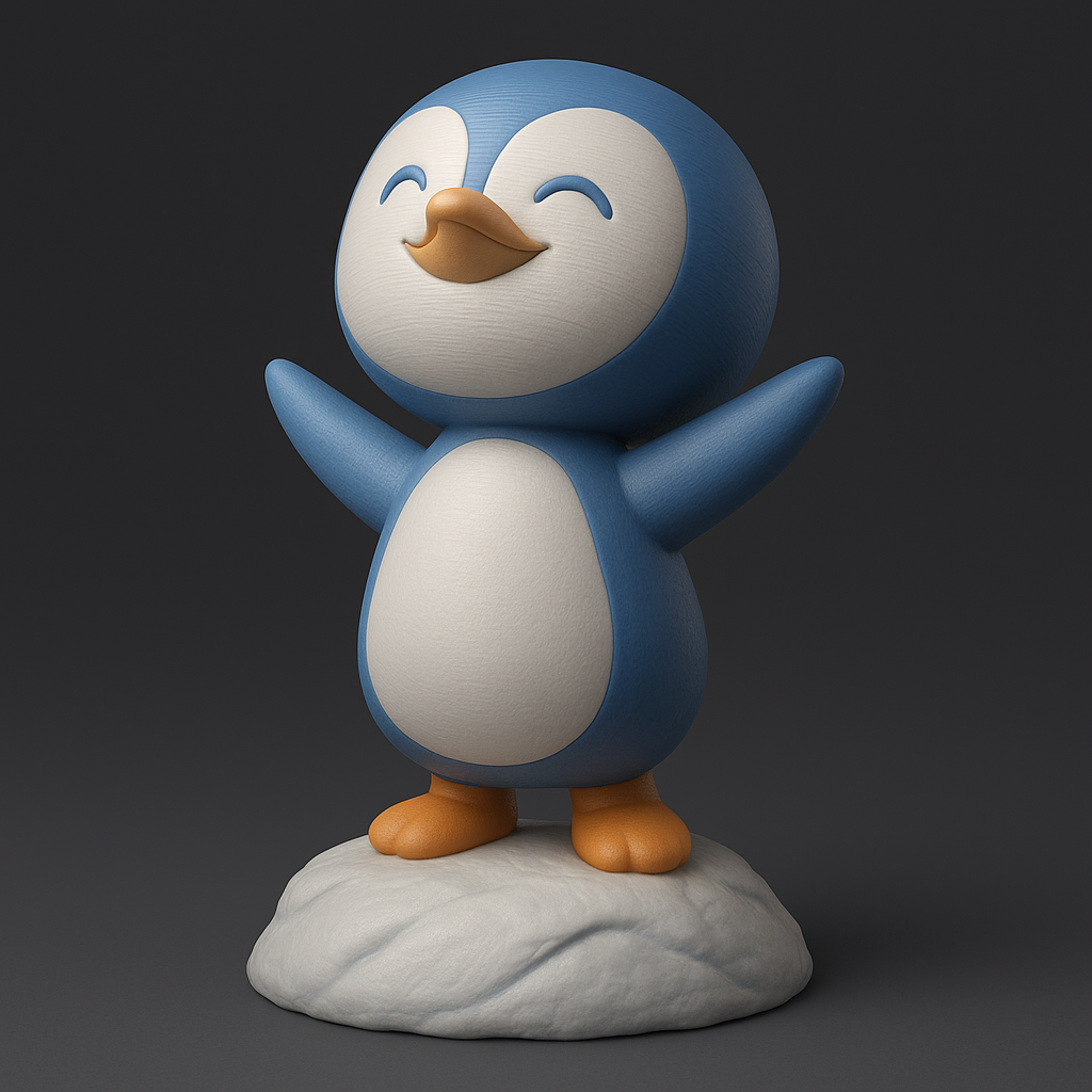 silhouette 3d printer maker-3d portrait printing_Cheerful Penguin Figurine for Fun Displays