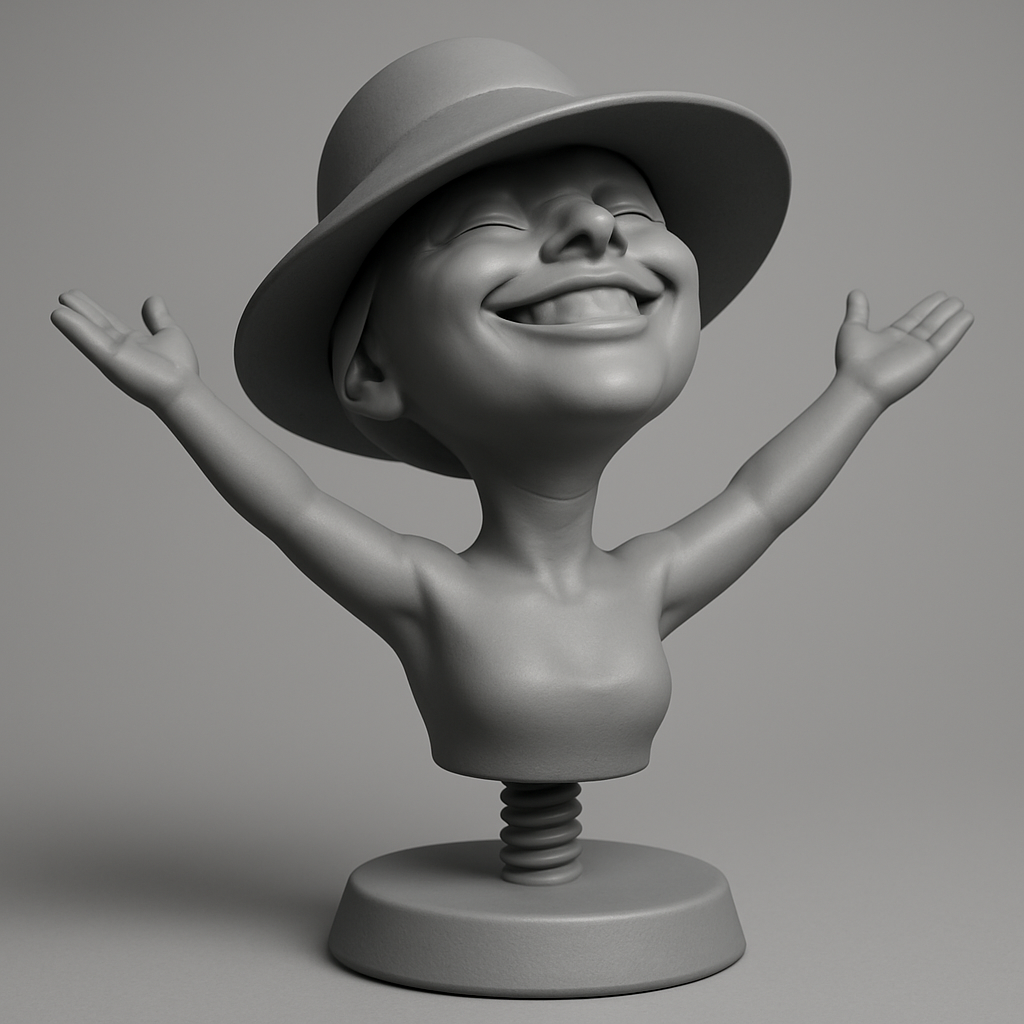 silhouette 3d printer maker-3d portrait printing_Happy Bobblehead Bust - Smile & Spread Joy