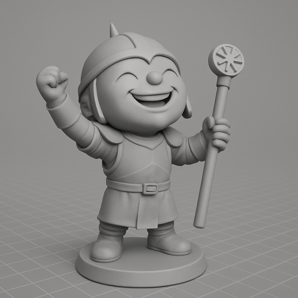 face to 3d model ai-3D portrait printing from photo_Smiling Fantasy Knight Figurine - Epic Desktop Buddy!