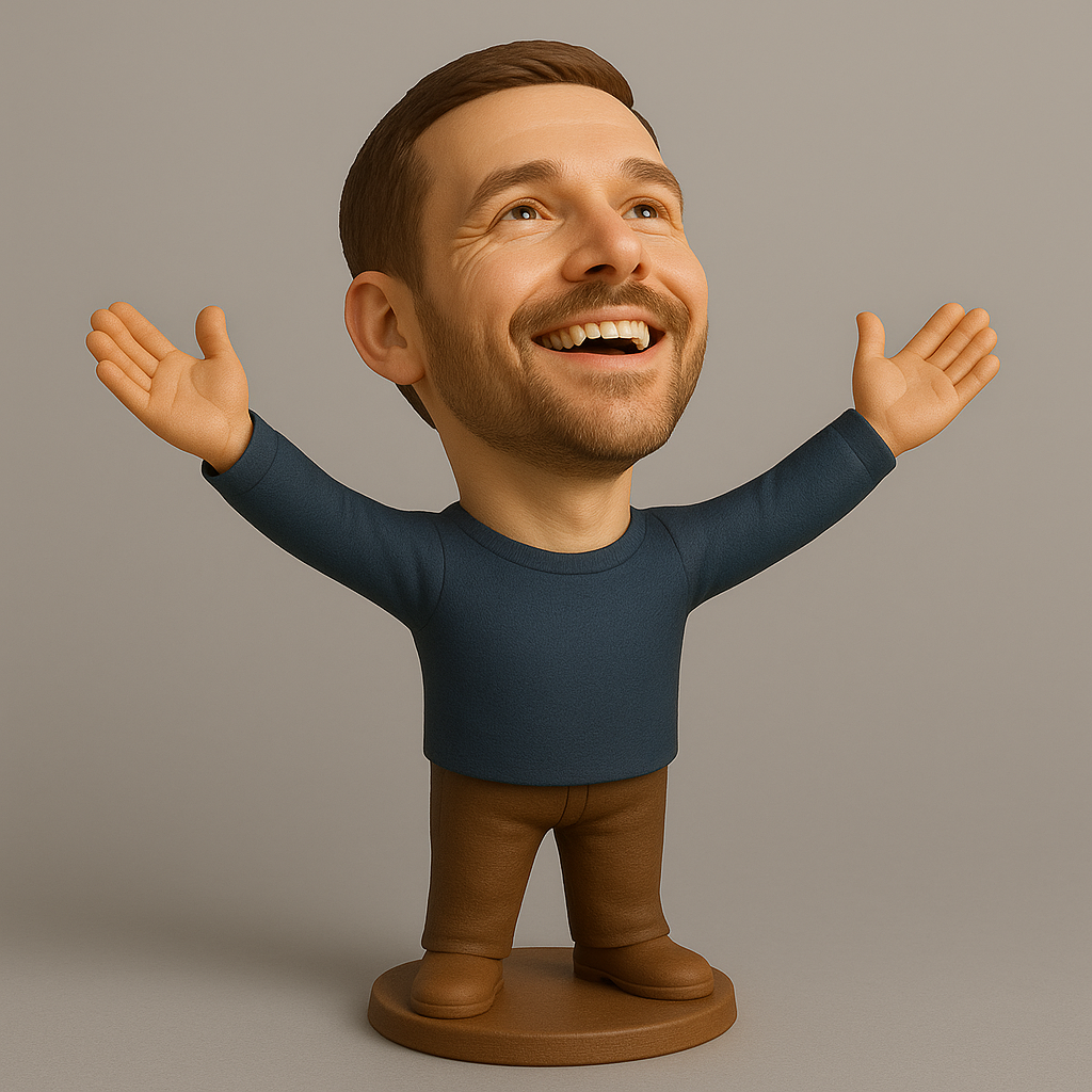 silhouette 3d printer maker-3d portrait printing_Joyful Figurine with Outstretched Arms
