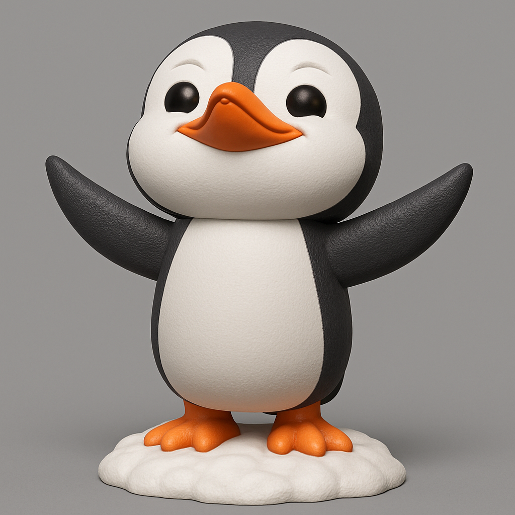 face anatomy 3d model-create 3d face model from photo_Charming Waving Penguin: Easy-Print Desk Decor!