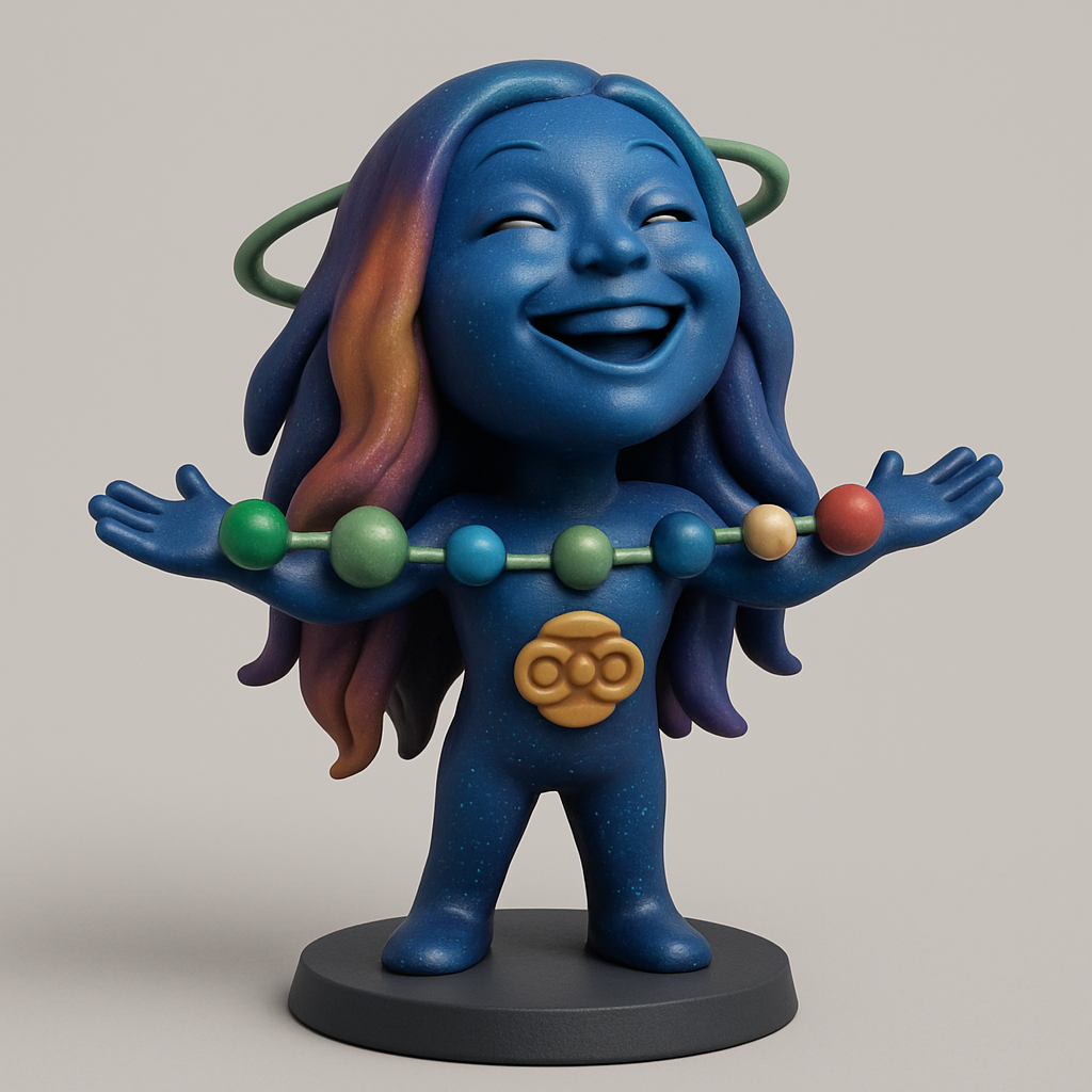 silhouette 3d printer maker-3d portrait printing_Celestial Joy Figure: Cosmic Hugs & Rainbow Hair