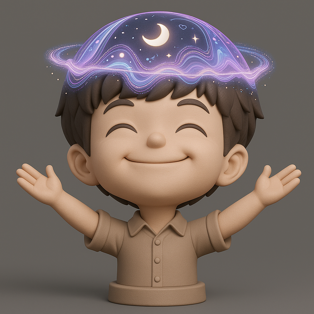 silhouette 3d printer maker-3d portrait printing_Whimsical Dreamer Bust with Cosmic Halo