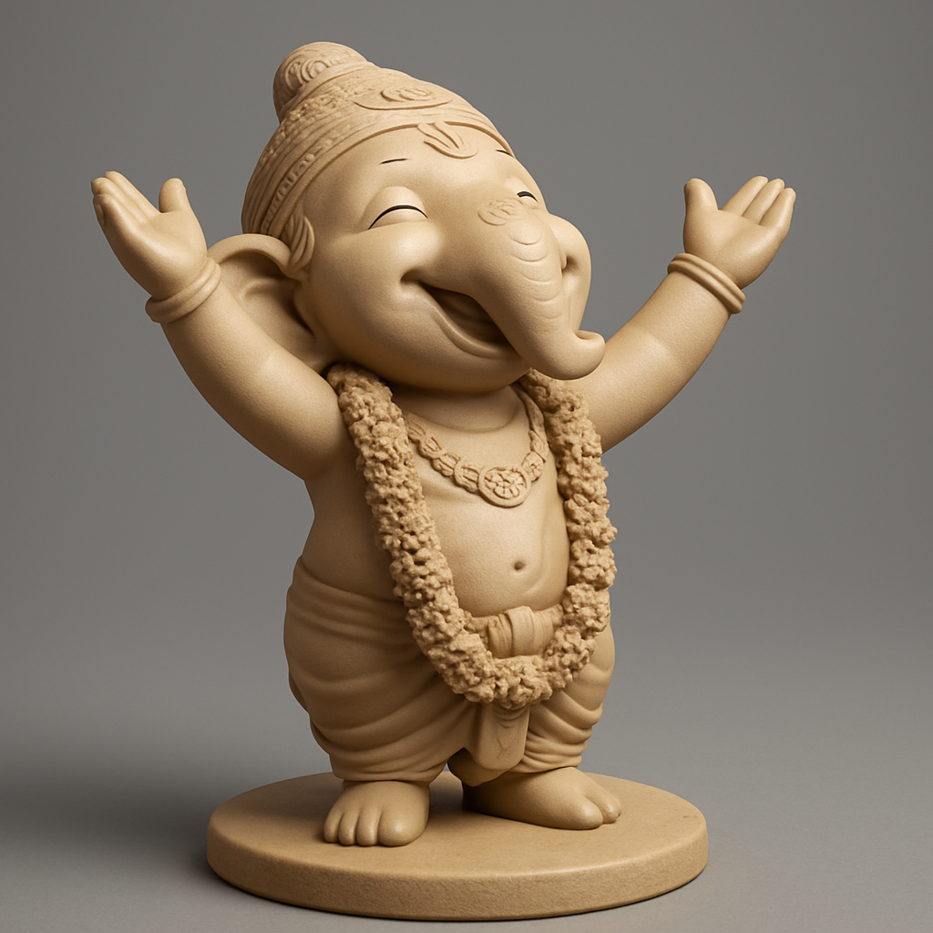 face anatomy 3d model-create 3d face model from photo_Happy Joyful Ganesha Idol - Easy 3D Print Sculpture
