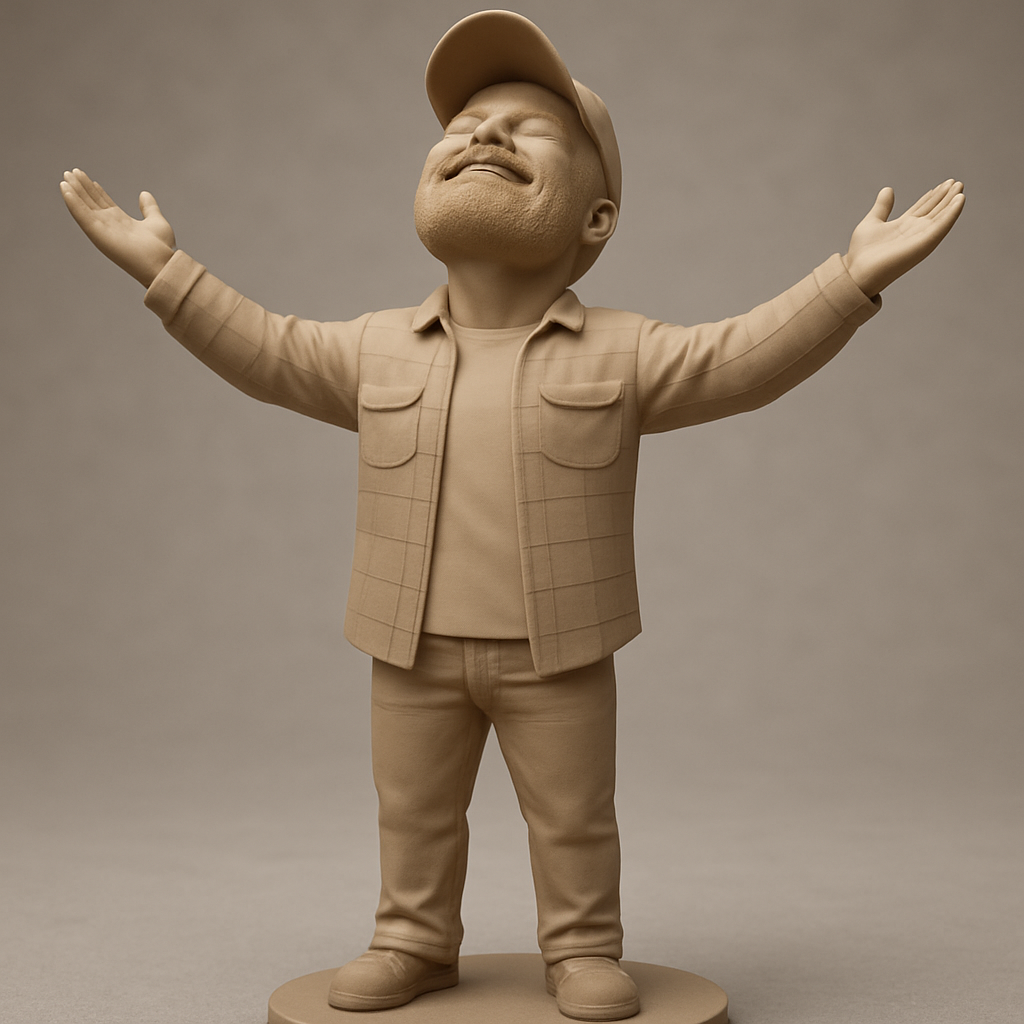 face anatomy 3d model-create 3d face model from photo_Open Arms of Joy: Happy Man Figurine 3D Print