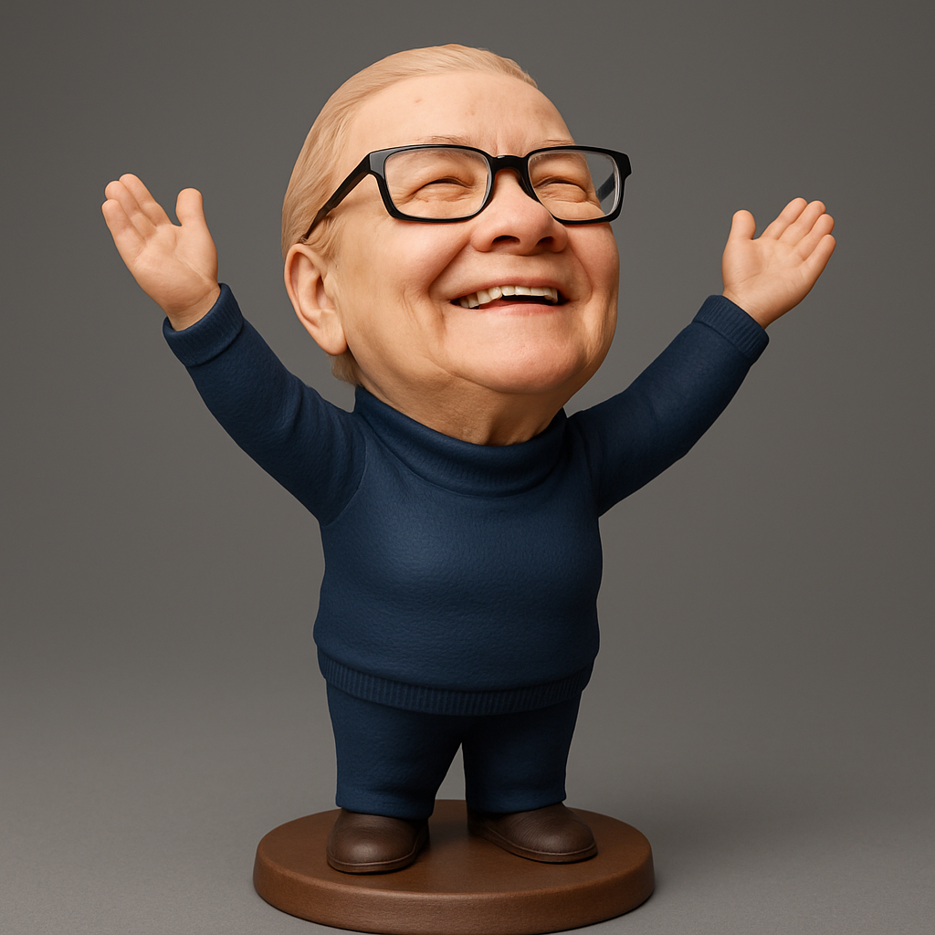 face to 3d model ai-3D portrait printing from photo_Spread Joy: Happy Senior Desk Figurine
