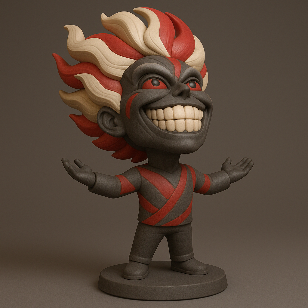 silhouette 3d printer maker-3d portrait printing_Energetic Character Figurine with Wild Hair