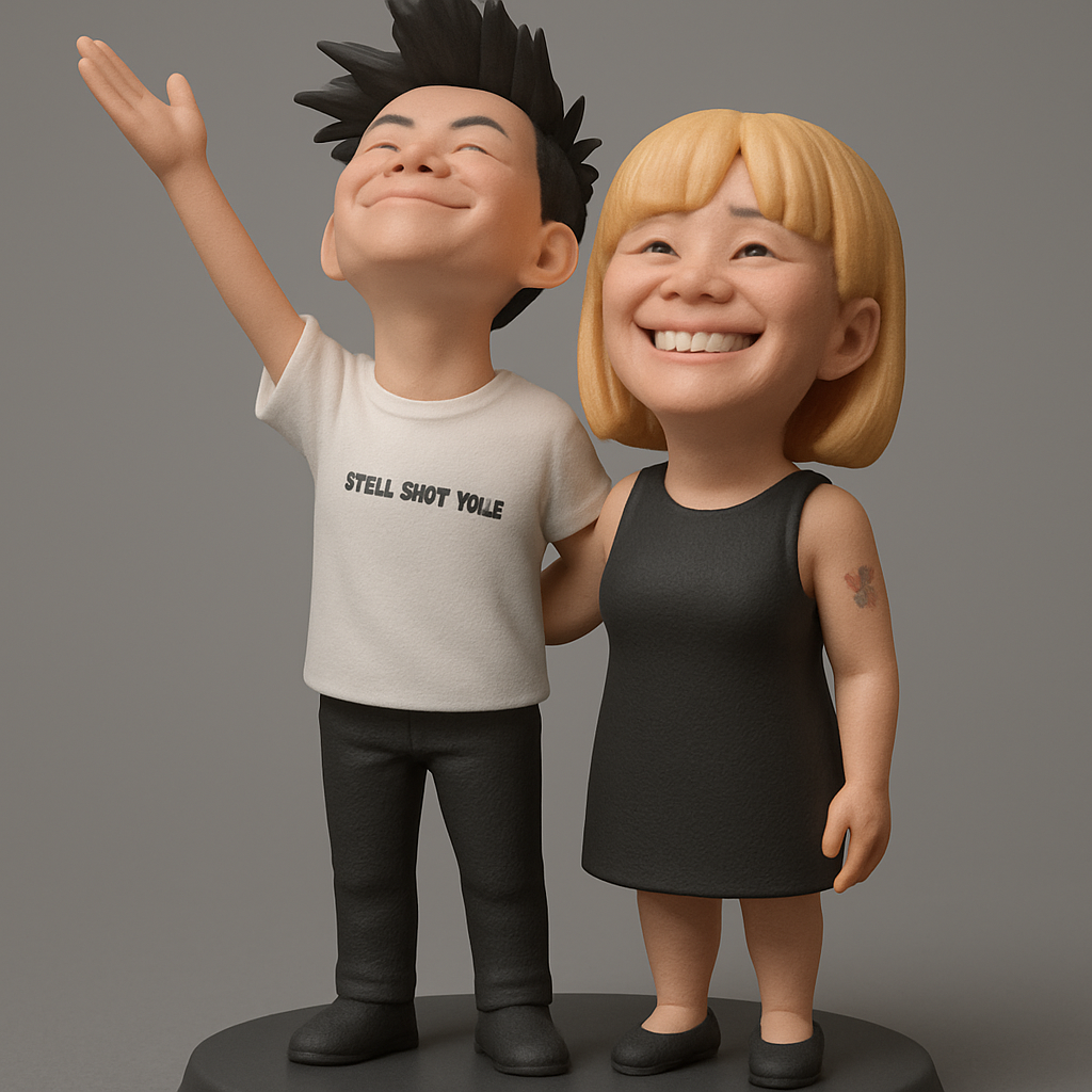 silhouette 3d printer maker-3d portrait printing_Charming Couple 3D Figurine
