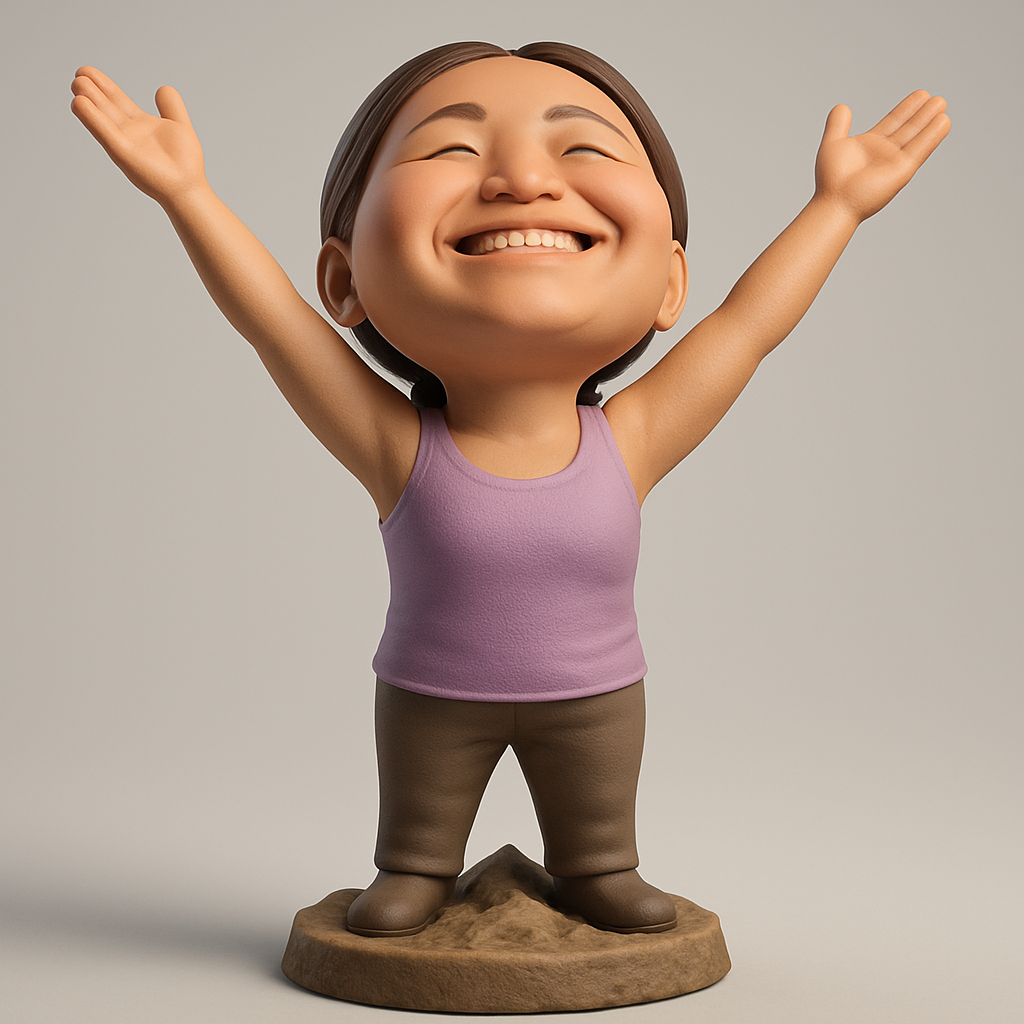 silhouette 3d printer maker-3d portrait printing_Uplifting Joy Figurine - Arms Raised in Triumph