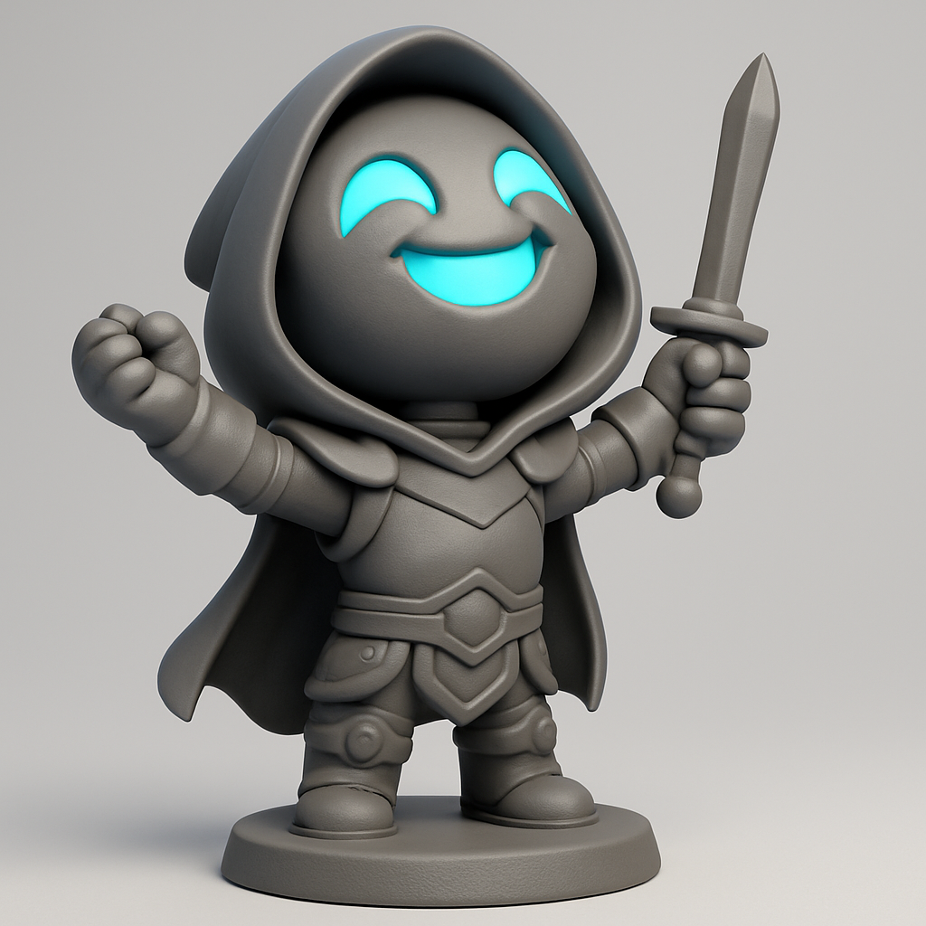 face anatomy 3d model-create 3d face model from photo_Chibi Glow-Face Knight: Your Desktop Adventure Hero!