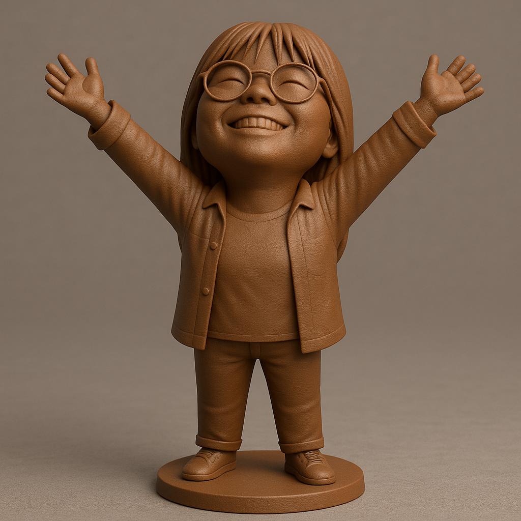 silhouette 3d printer maker-3d portrait printing_Joyful Child Figure with Outstretched Arms