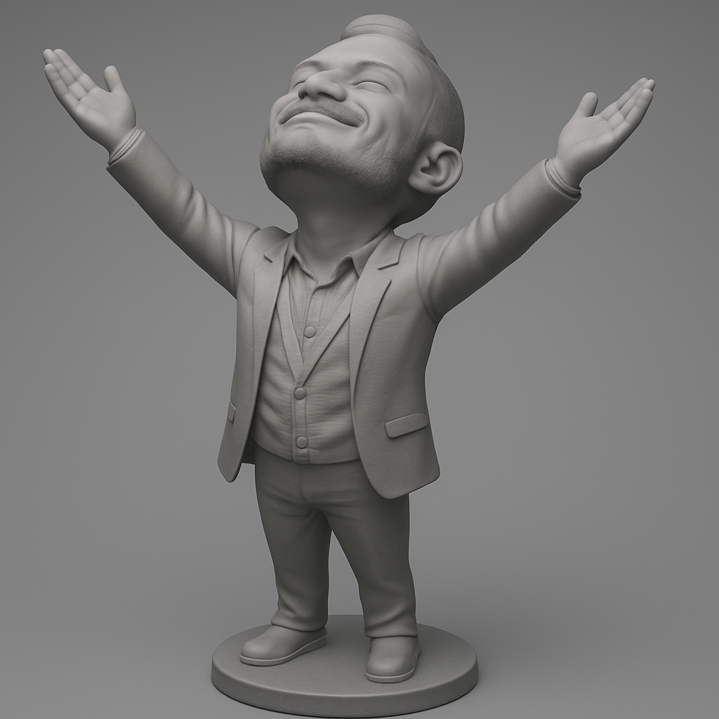 face to 3d model ai-3D portrait printing from photo_Ecstatic Pose Figurine - Celebrate Life's Joys!