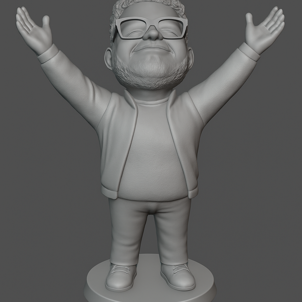 face anatomy 3d model-create 3d face model from photo_Joyful Chibi Character Statue: Embrace the Moment!