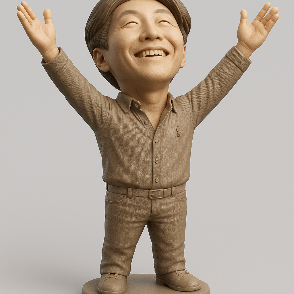 face anatomy 3d model-create 3d face model from photo_Joyful 3D Figurine with Outstretched Arms