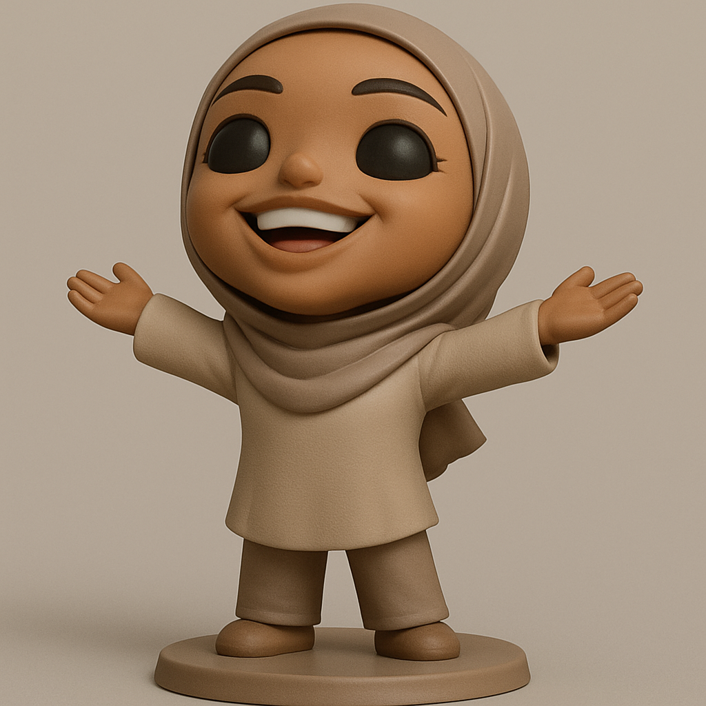 face to 3d model ai-3D portrait printing from photo_Joyful Hijabi Figurine - Welcoming Smile 3D Print