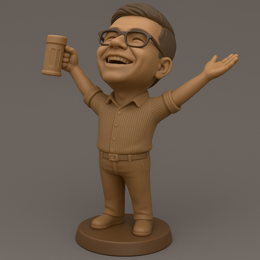 silhouette 3d printer maker-3d portrait printing_Joyful Cheers: Celebratory Figure Model