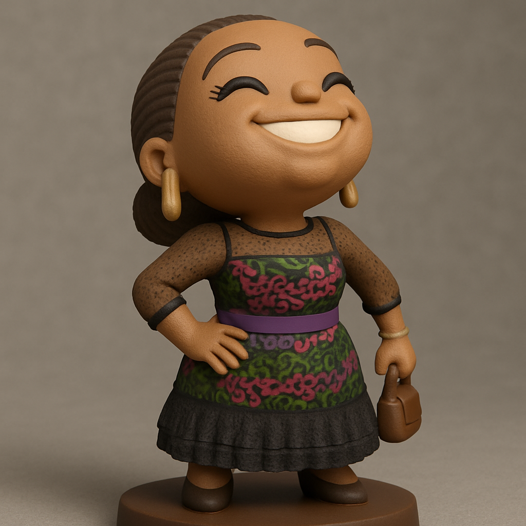 face to 3d model ai-3D portrait printing from photo_Joyful Spirit Figurine: Happy Woman Collectible