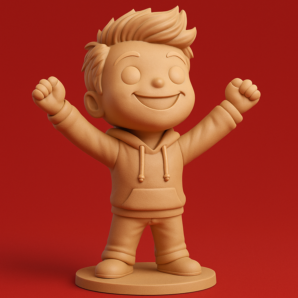 face to 3d model ai-3D portrait printing from photo_Joyful Victory Kid Figurine: Print & Inspire!