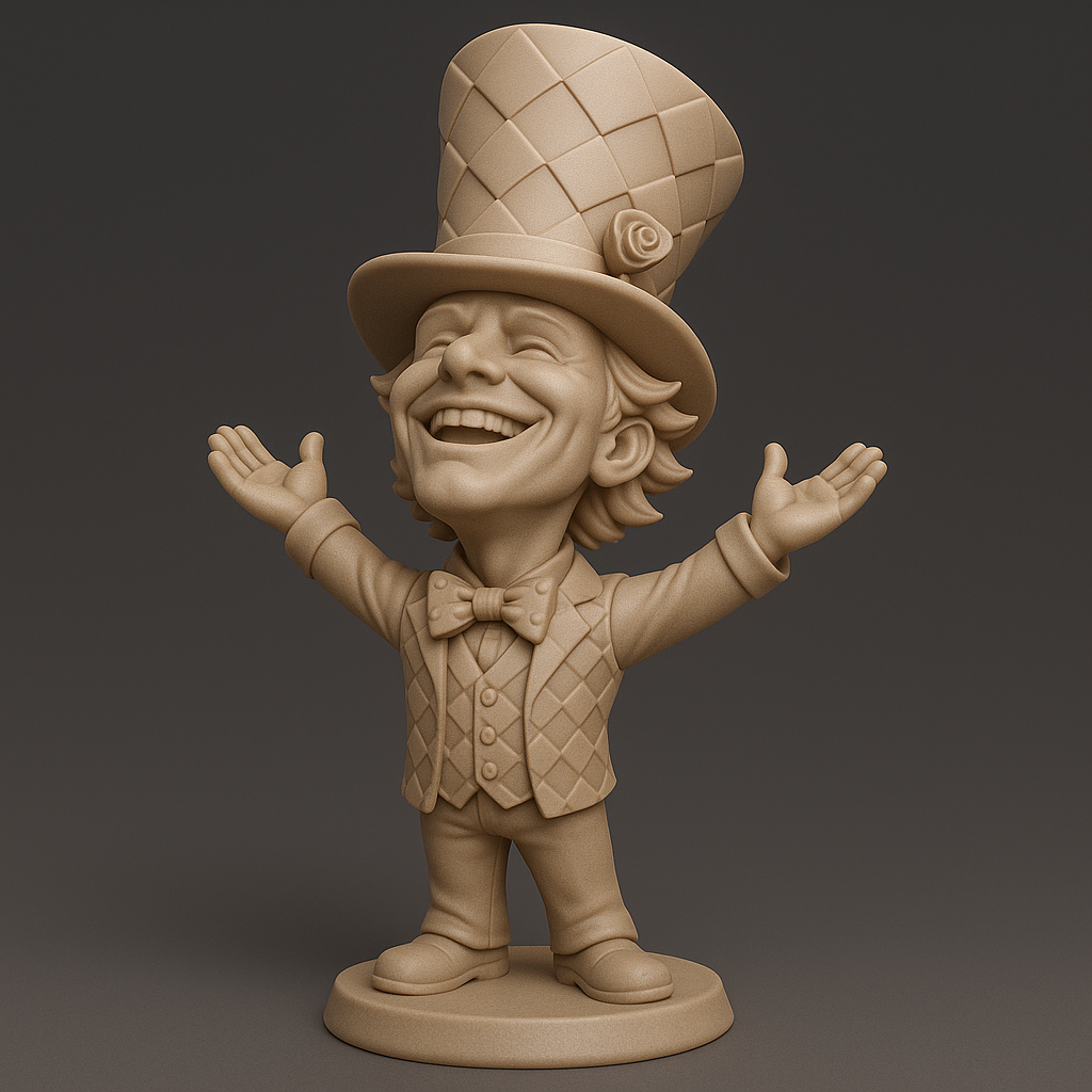 silhouette 3d printer maker-3d portrait printing_Whimsical Top Hat Character Figurine