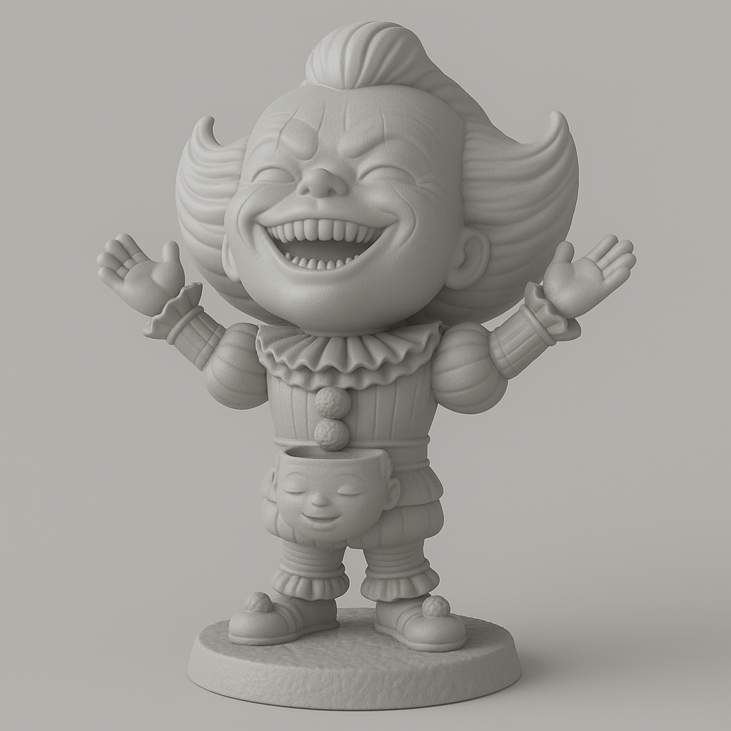 silhouette 3d printer maker-3d portrait printing_Cheerful Clown Figurine for Fun Displays