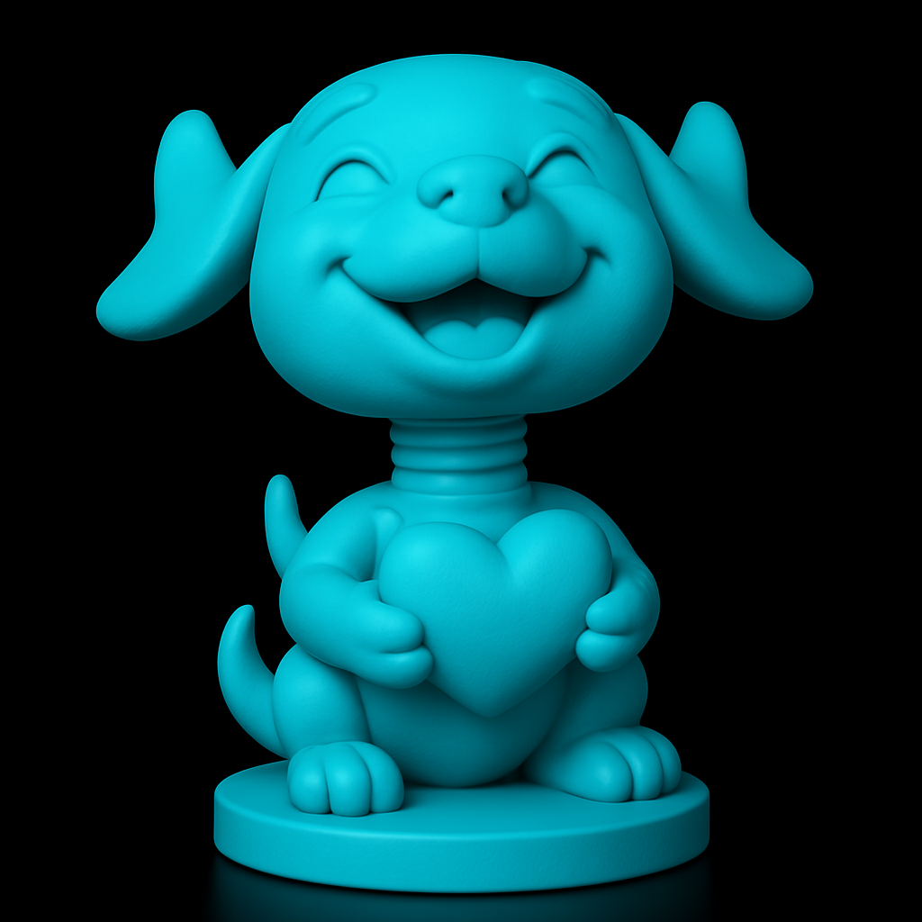 face anatomy 3d model-create 3d face model from photo_Happy Puppy Bobblehead with Heart - Desk & Gift Charm!