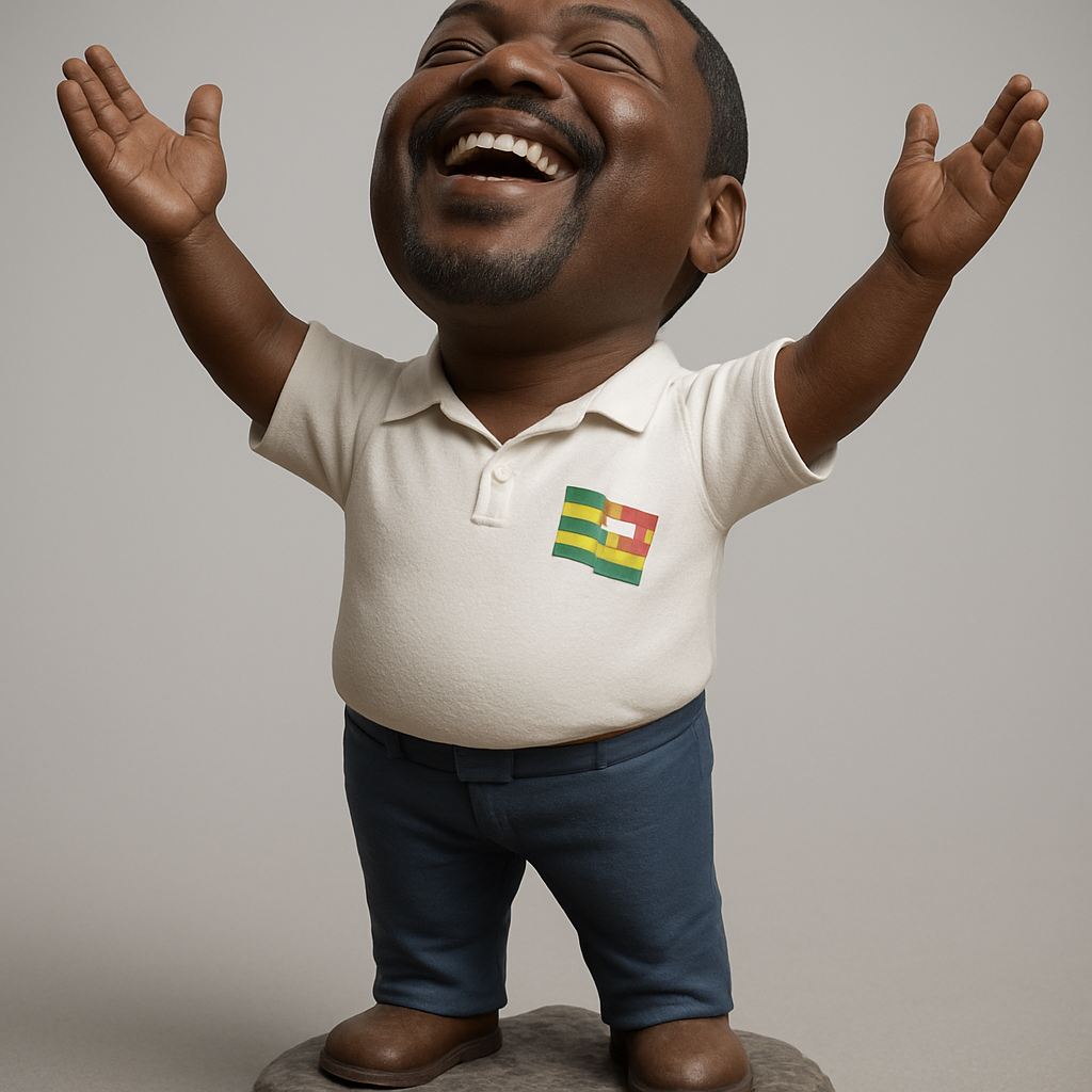 face to 3d model ai-3D portrait printing from photo_Joyful Celebration Man Figurine - Togo Flag Shirt