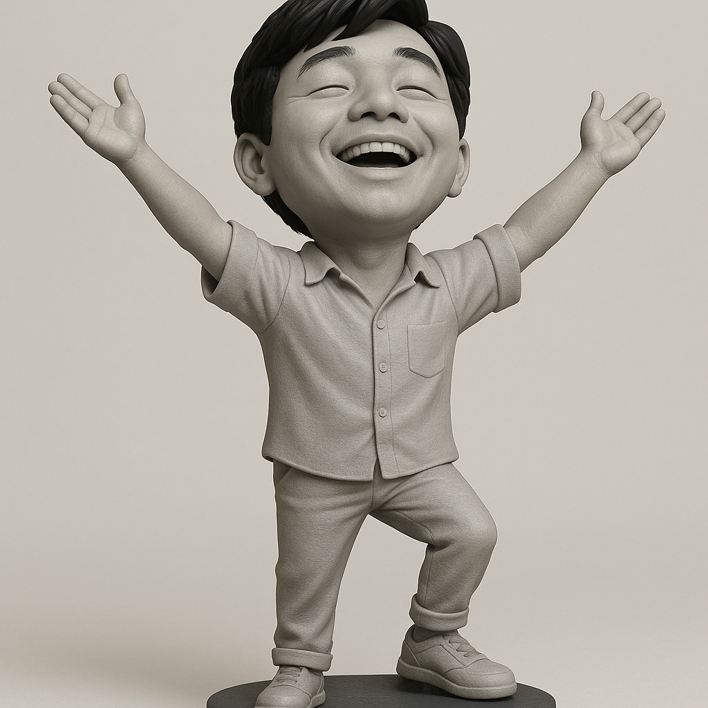 silhouette 3d printer maker-3d portrait printing_Joyful Celebratory Figure for 3D Printing