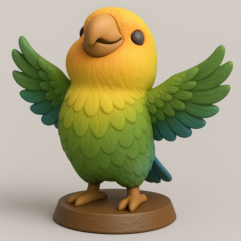 silhouette 3d printer maker-3d portrait printing_Charming Colorful Parrot Figurine