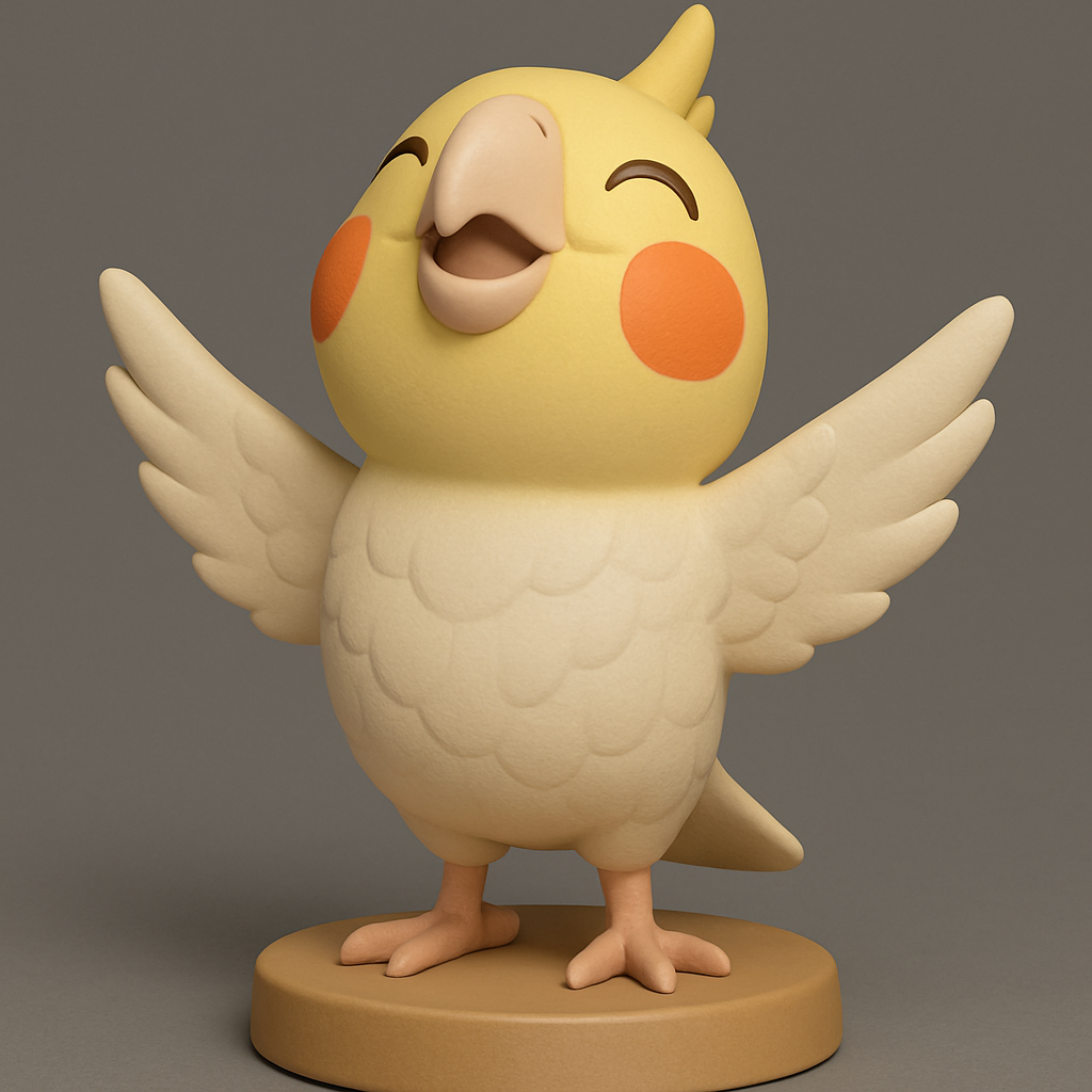 face anatomy 3d model-create 3d face model from photo_Smiling Cockatiel: Print Your Own Joy!